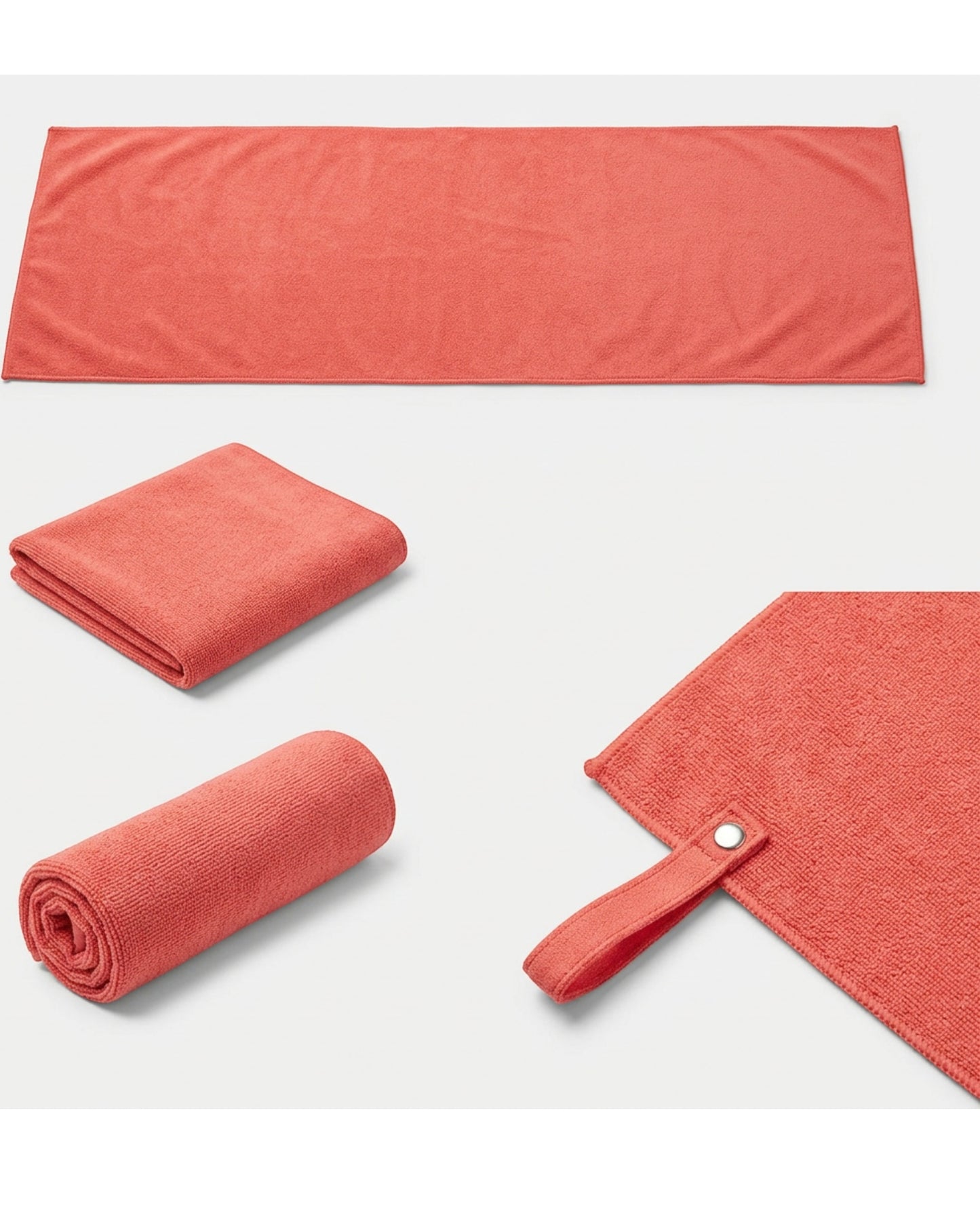 Glea Compact Running Towel Coral 10 x 30 in Snap Loop