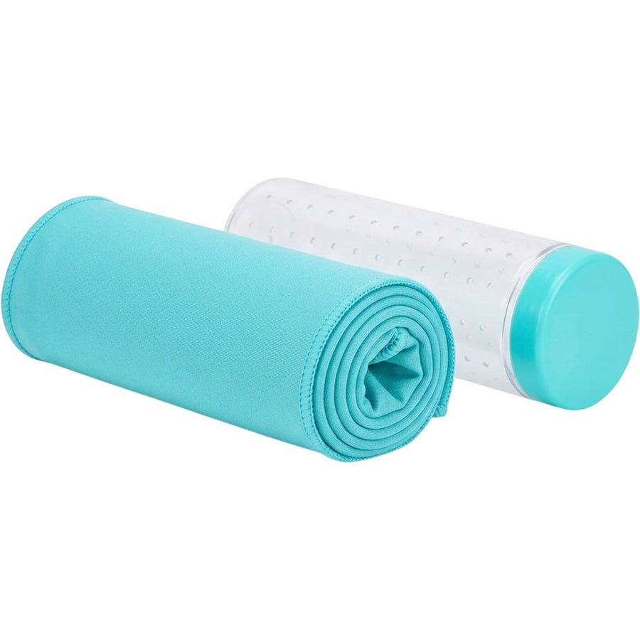 Glea Cooling Sports Towel Aqua 12 x 40 in with Case