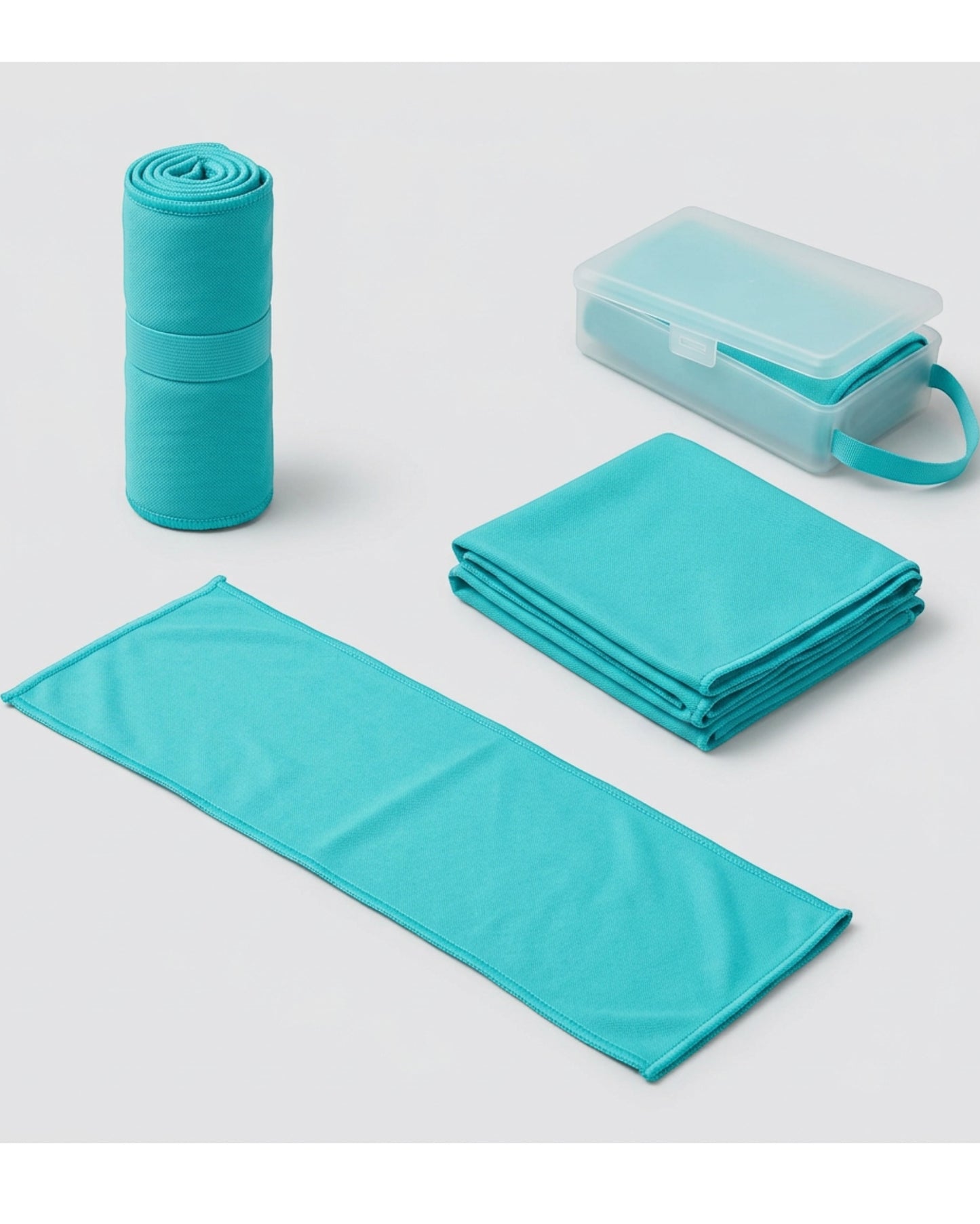 Glea Cooling Sports Towel Aqua 12 x 40 in with Case