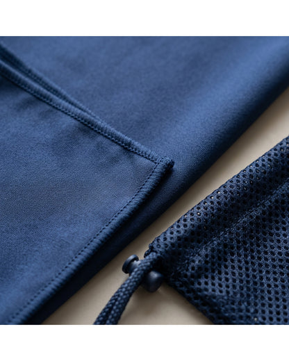 Glea Swim Fitness Towel Navy 20 x 40 in Drawstring Pouch