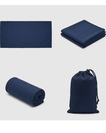 Glea Swim Fitness Towel Navy 20 x 40 in Drawstring Pouch