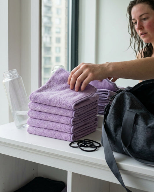 Glea Workout Face Towel Set Lilac 12 x 12 in 6 Pack