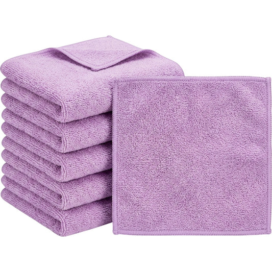 Glea Workout Face Towel Set Lilac 12 x 12 in 6 Pack