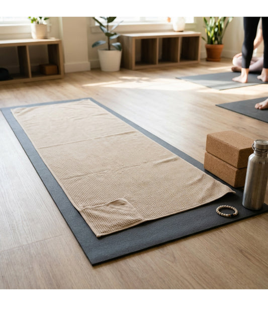 Glea Yoga Mat Towel Sand 24 x 72 in Corner Pockets